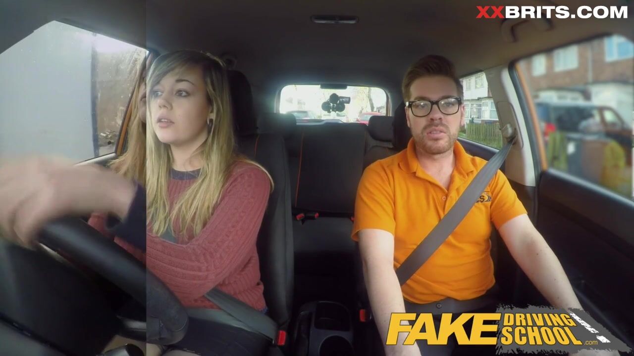 Fake Driving 34F Boobs Bouncing in Driving Lesson