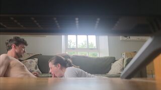 Pregnant Stepmum gives stepson blowjob